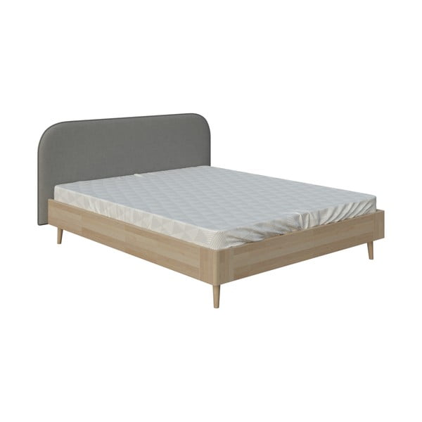 Lagom Plain Wood szürke kétszemélyes ágy, 140 x 200 cm - AzAlvásért