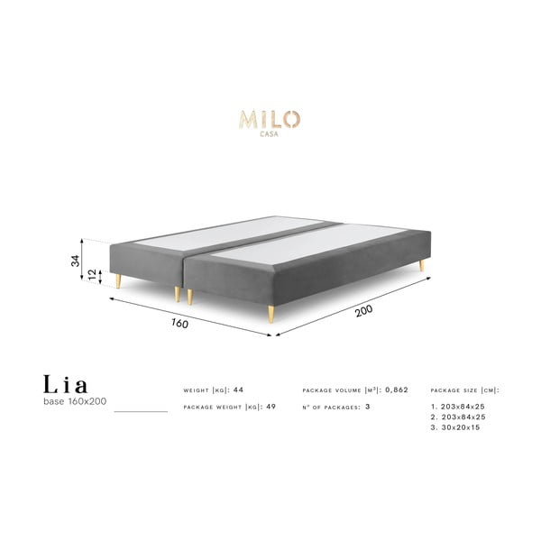 Lia bézs bársony kétszemélyes ágy, 160 x 200 cm - Milo Casa-image-4