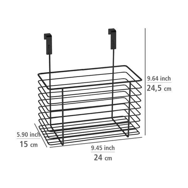 Slim fekete fém függőkosár konyhaszekrény ajtóra, magasság 25 cm - Wenko-image-4