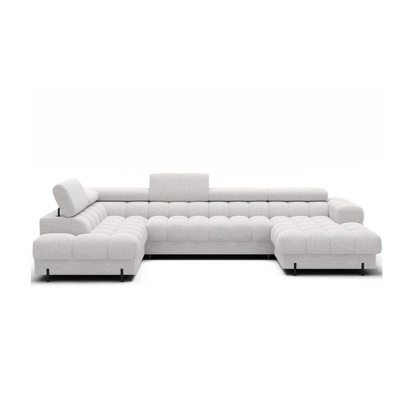 Krémszínű buklé kinyitható sarokkanapé (bal oldali-U alakú) Feraria – ELTAP