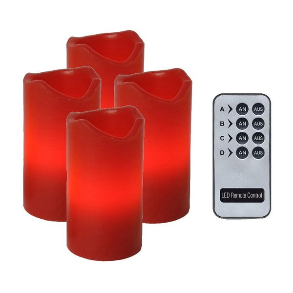 Red 4 darabos LED gyertyakészlet távirányítóval - Best Season