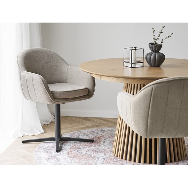 Világosszürke kárpitozott karfás étkezőfotel szett 2 db-os Tamera – House Nordic-image-1