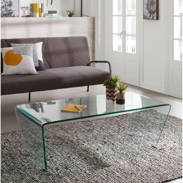 Üveg dohányzóasztal 60x120 cm Burano – Kave Home-image-1