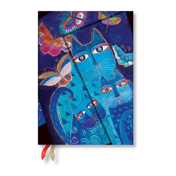 Blue Cats & Butterflies Horizontal 2019-es határidőnapló, 13 x 18 cm - Paperblanks