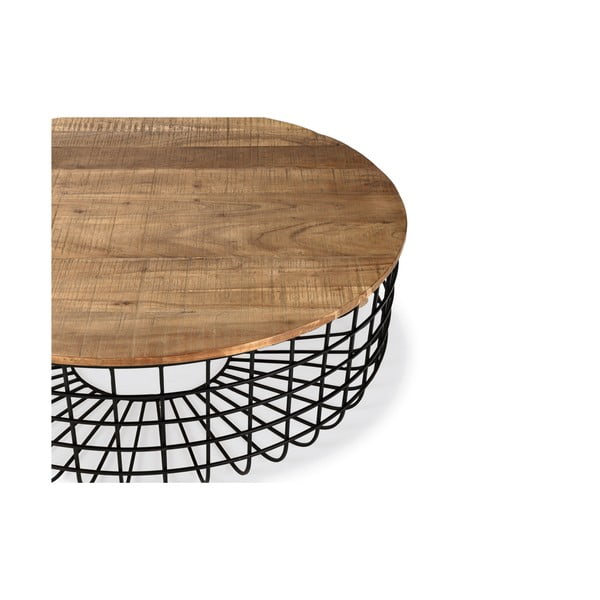 Natúr színű kerek dohányzóasztal akácfa asztallappal ø 102 cm Suvan – MOME-image-1
