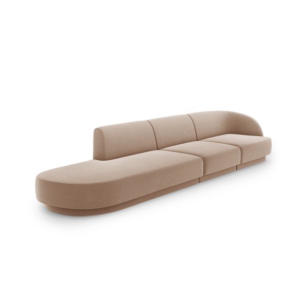 Bézs bársony kanapé 302 cm Miley – Micadoni Home-image-3