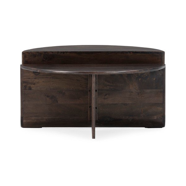 Sötétbarna mangófa kerek dohányzóasztal ø 80 cm Divya – MOME-image-1