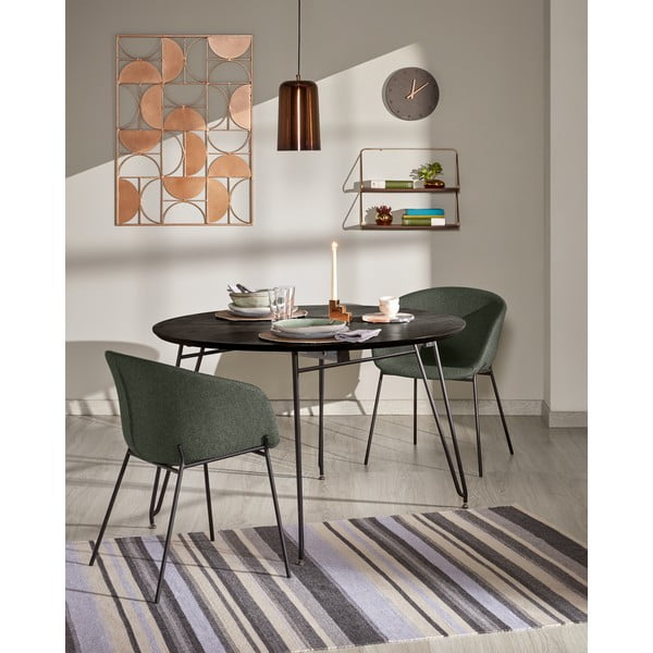 Kerek bővíthető étkezőasztal kőrisfa dekoros asztallappal ø 120 cm Norfort – Kave Home-image-3