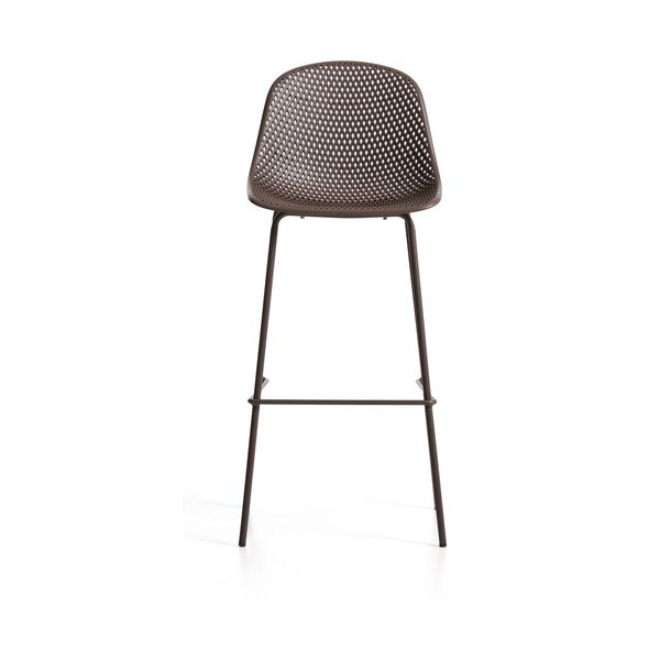 Barna fém-műanyag kerti bárszék Quinby – Kave Home-image-3