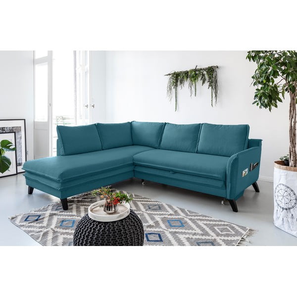 Charming Charlie L türkiz kinyitható sarokkanapé, bal oldali - Miuform-image-4