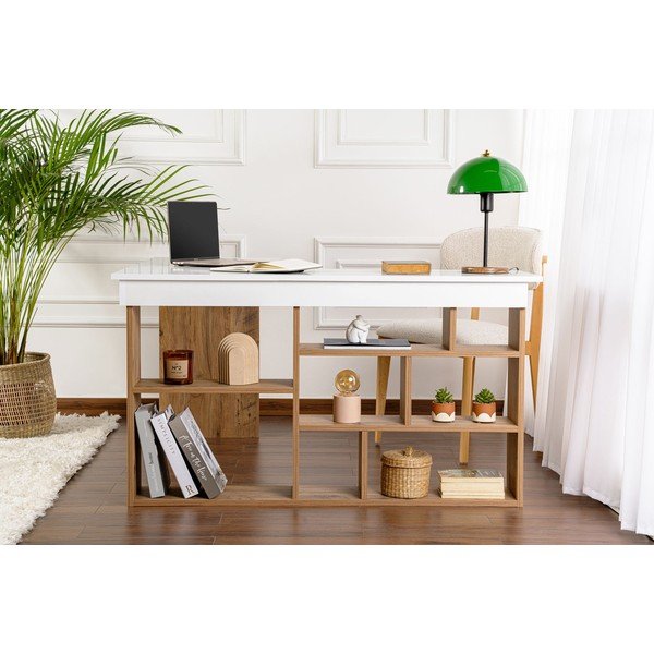 Íróasztal borovi fenyő dekorral 120x130 cm Vesper – Kalune Design-image-3