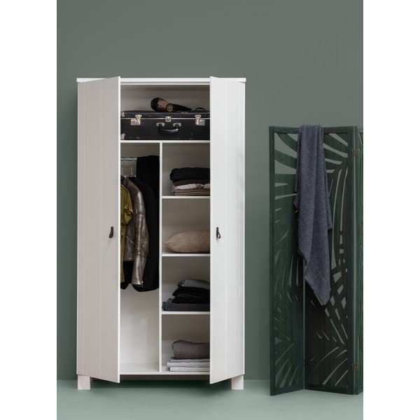 Fehér borovi fenyő ruhásszekrény 111x202 cm Ties – WOOOD-image-1