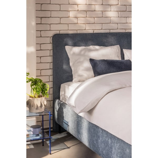 Kék kárpitozott franciaágy ágyráccsal 160x200 cm Noira Slim – Bonami Selection-image-3