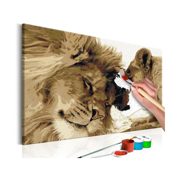 Lions Love DIY készlet, saját vászonkép festése, 60 x 40 cm - Artgeist