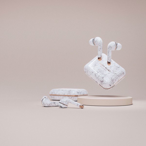 Air 1 Plus In-Ear vezeték nélküli fehér-márvány fülhallgató - Happy Plugs-image-4