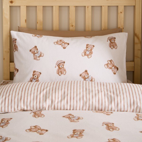 Krémszínű egyszemélyes flanel gyerek ágyneműhuzat 120x150 cm Brushed Teddy Bear – Catherine Lansfield-image-3