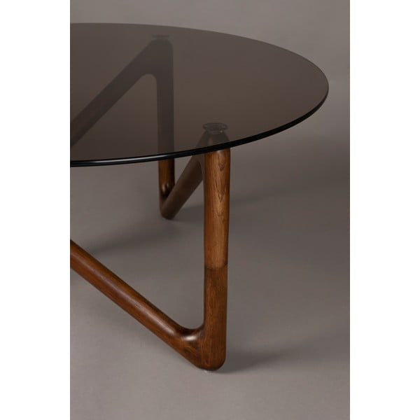 Barna kerek dohányzóasztal üveg asztallappal ø 80 cm Naia – Dutchbone-image-2