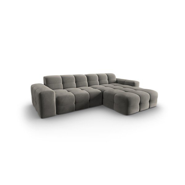 Szürke bársony sarokkanapé (jobb oldali) Kendal – Micadoni Home-image-3