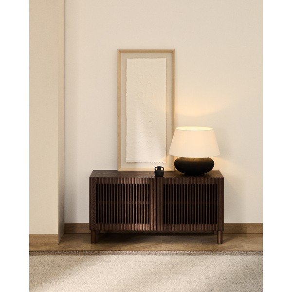 Sötétbarna cipőtartó kőrisfa dekorral 98x50x43 cm Beyla – Kave Home-image-1