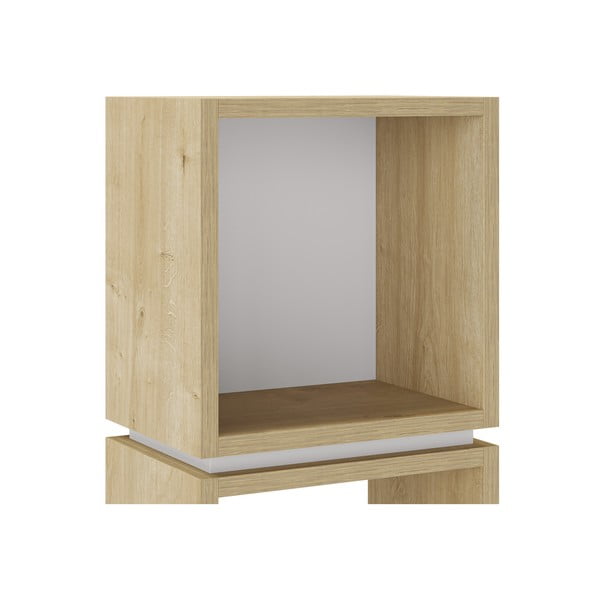 Fehér-natúr színű könyvespolc tölgyfa dekorral 32x66 cm Lofty – Marckeric-image-3