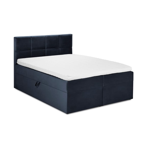 Mimicry sötétkék bársony kétszemélyes ágy, 160 x 200 cm - Mazzini Beds