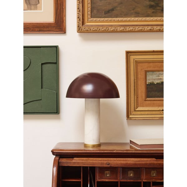 Fehér-sötétbarna márvány asztali lámpa fém búrával (magasság 43 cm) Zorione – Kave Home-image-1