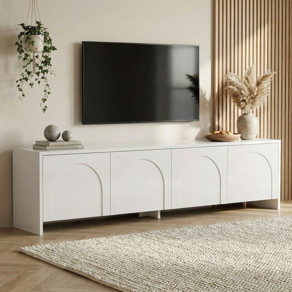 Fehér TV-állvány 180x45x32 cm Aurelia – Kalune Design-image-1
