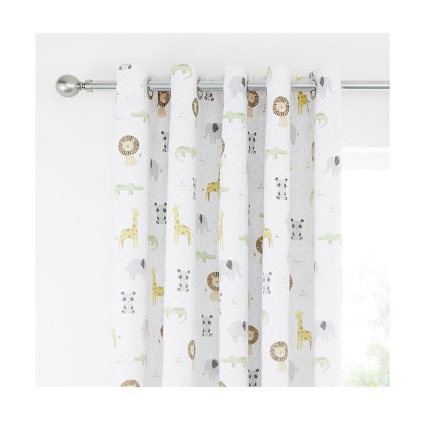 Fehér gyerek függöny 2 db-os 168x183 cm Roarsome Animals – Catherine Lansfield