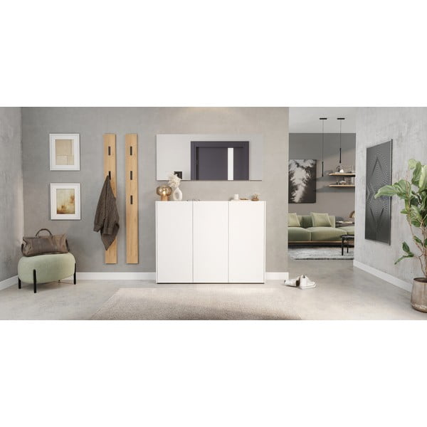 Fehér szekrény tölgyfa dekorral 138x105x25 cm Libbiano – Germania-image-4