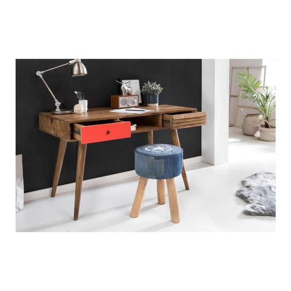 REPA tömör sheesham fa piros fiókos íróasztal - Skyport-image-1