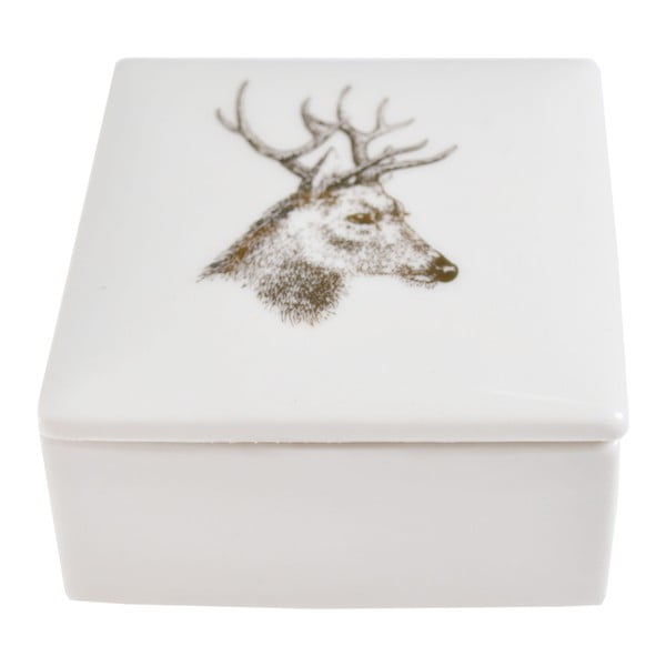 Deer fehér kerámia ékszerdoboz, 7 x 7 cm - Ewax