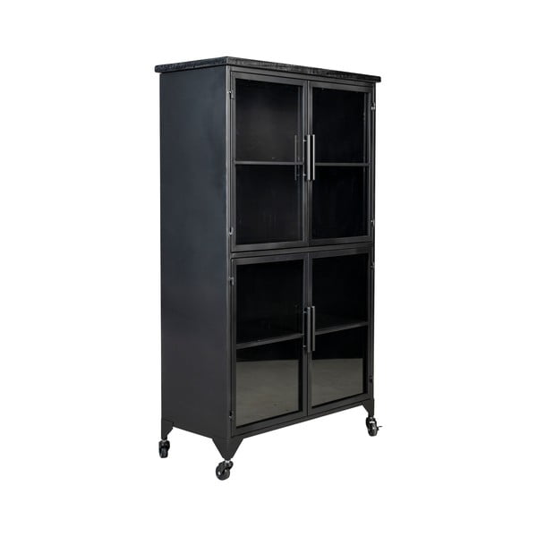 Fekete fém tálalószekrény 35x133 cm Ferre – White Label-image-2