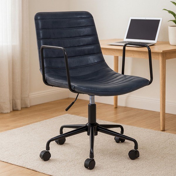 Sötétszürke bőrutánzat irodai szék Forbes – Premier Housewares-image-3