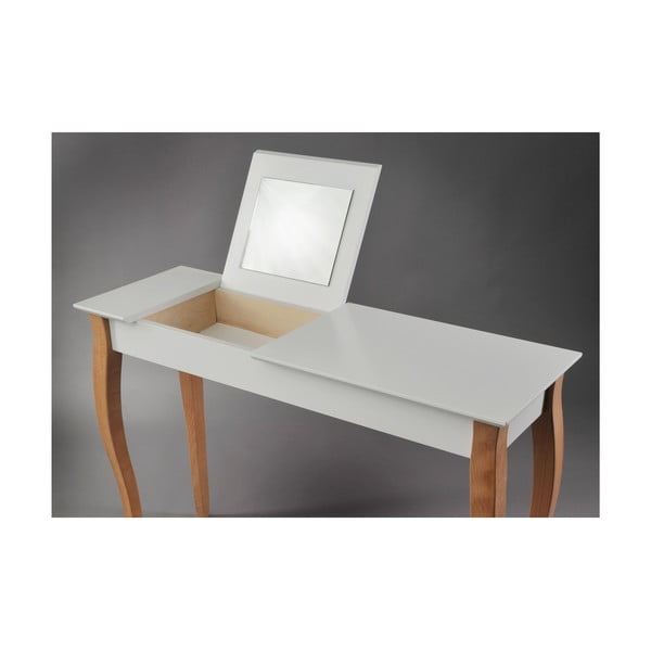 Dressing Table fehér fésülködőasztal tükörrel, hosszúság 105 cm - Ragaba-image-3