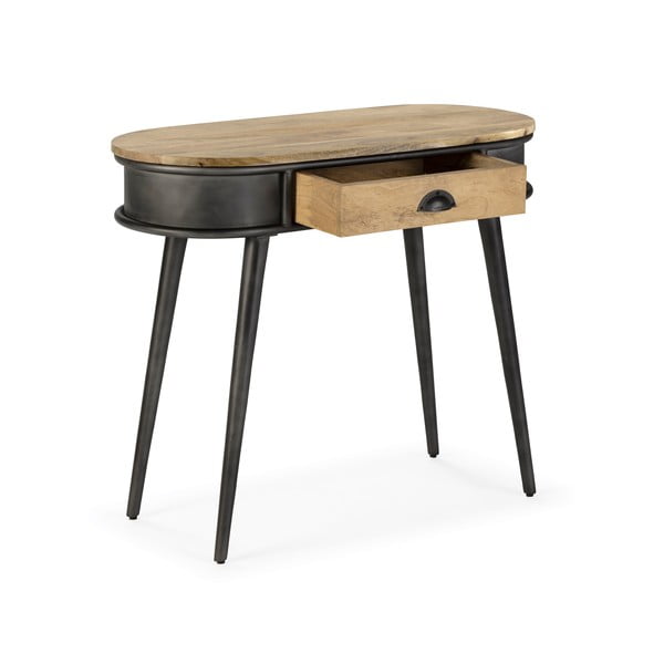 Fekete-natúr színű konzolasztal 38x90 cm Delhi – MOME-image-2