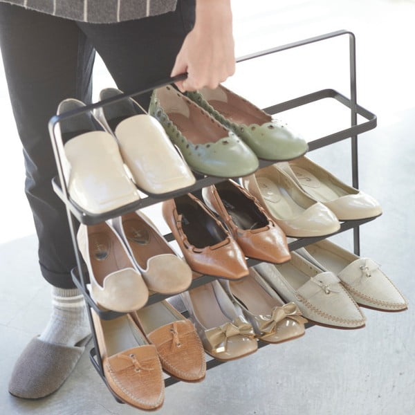 Fekete fém cipőtartó állvány Tower Shoe Rack – YAMAZAKI-image-4