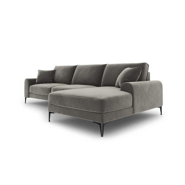 Madara világosszürke bársony sarokkanapé, jobb oldali - Mazzini Sofas-image-4