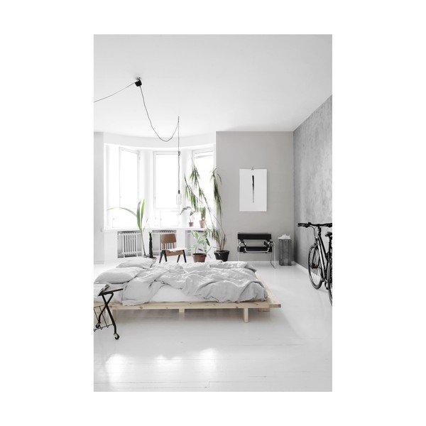 Japan Comfort Mat Black/Natural borovi fenyőfa franciaágy matraccal, 140 x 200 cm - Karup Design-image-4