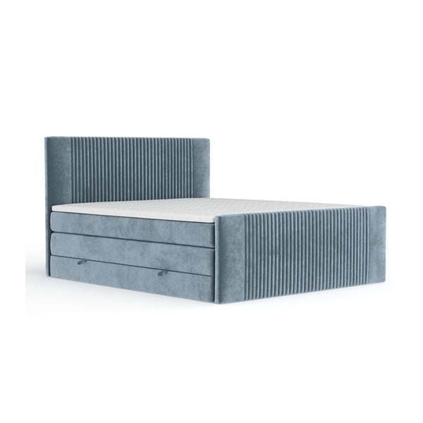 Kék ágyneműtartós boxspring ágy 180x200 cm Bergamo – Maison de Rêve