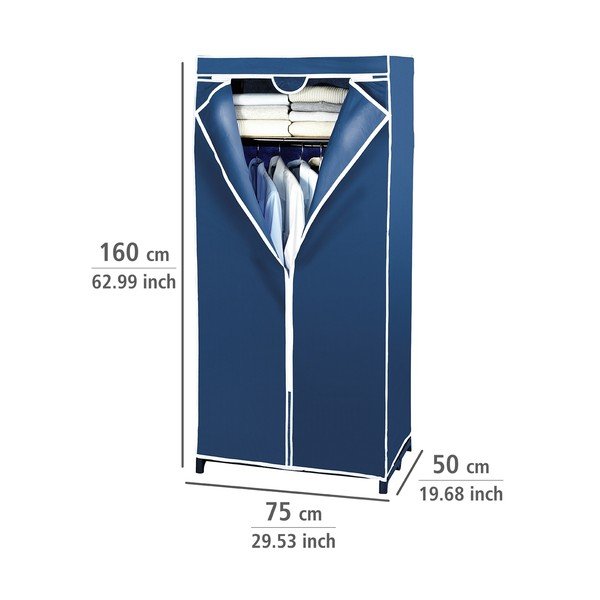 Kék szövet tárolószekrény, 160 x 50 x 75 cm - Wenko-image-2