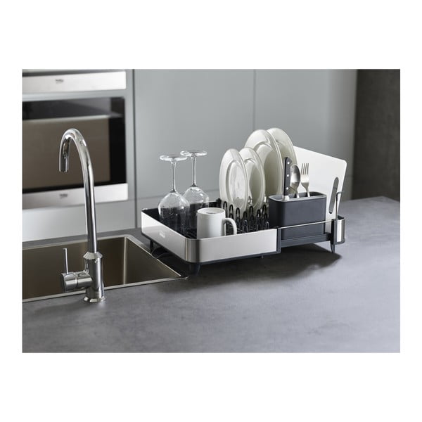 Sötétszürke állítható rozsdamentes acél edényszárító 36x32 cm Extend Steel – Joseph Joseph-image-1