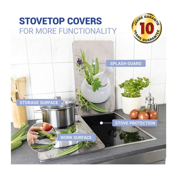 Edzett üveg tűzhely fedőlap szett 2 db-os 30x52 cm Herb – Wenko-image-4