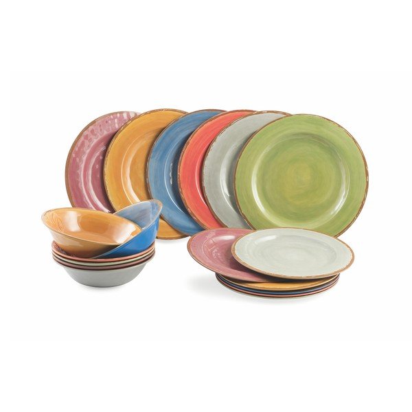 Lucia 18 db-os színes melamin étkészlet - Villa d'Este-image-1