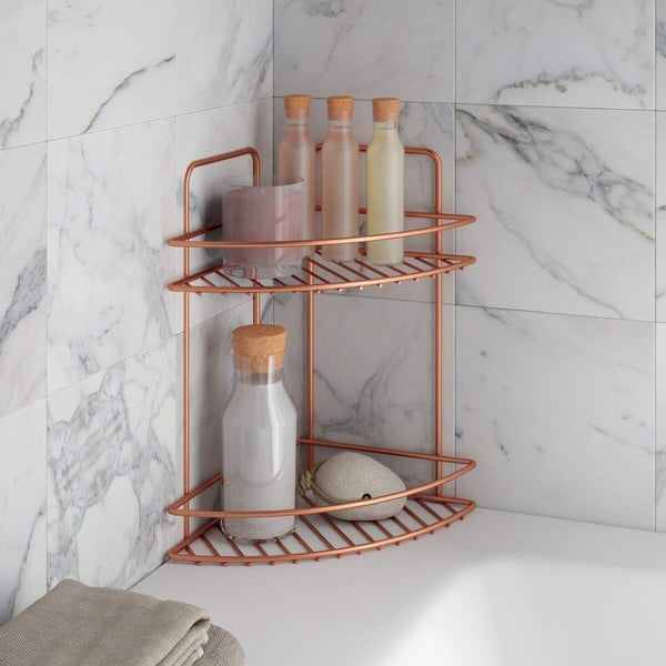 Copper kétszintes fürdőszobai sarokpolc - Metaltex-image-1
