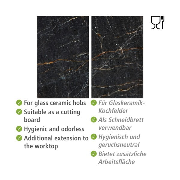 Edzett üveg tűzhely fedőlap szett 2 db-os 52x30 cm Marble – Allstar-image-3