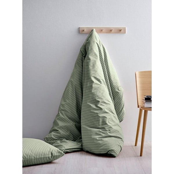 Stripes világoszöld egyszemélyes ranforce pamut ágynemű, 140 x 200 cm - Södahl-image-1