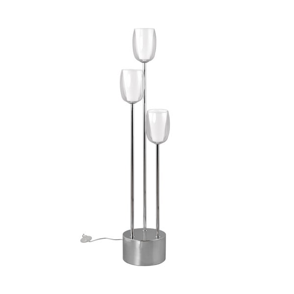 Ezüstszínű állólámpa üveg búrával (magasság 140 cm) Barret – Trio Select