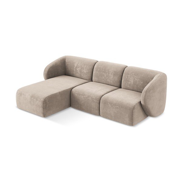 Világosbarna zsenília sarokkanapé (bal oldali-heverő résszel) Lani – Makamii-image-2