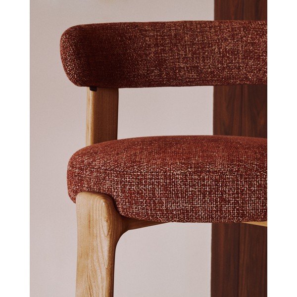 Terrakotta színű-világos natúr színű kőrisfa bárszék (ülésmagasság 65 cm) Granite – Kave Home-image-2