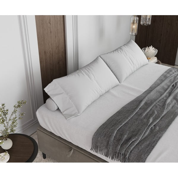 Krémszínű kárpitozott ágyneműtartós franciaágy 160x200 cm Tate – Maison de Rêve-image-4